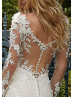 Boat Neck Beaded Ivory Lace Tulle V Back Gorgeous Wedding Dress